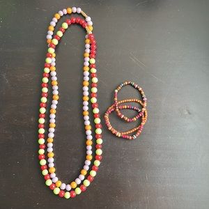 Coral Multi lilac ochre Necklace (2) + Bracelet (3) Combi